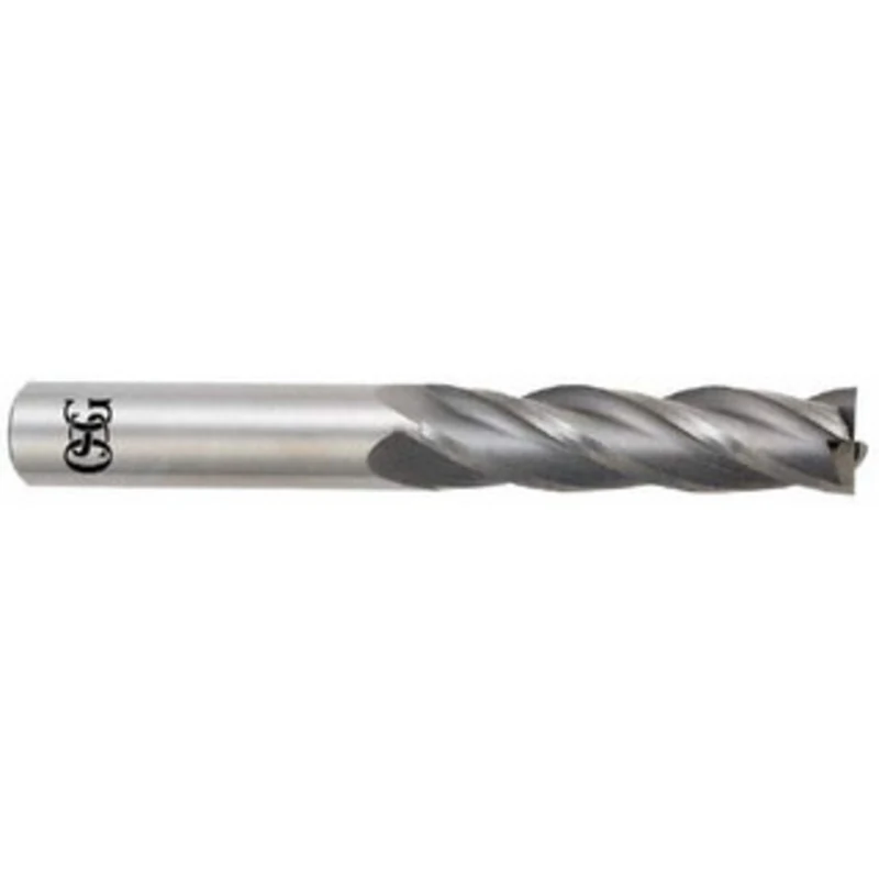 OSG 1/2, 1 LOC, 1/2 Shank Diam, 4 OAL, 4 Flute, Solid Carbide Square End Mill Single End, Uncoated, Spiral Flute, 30 ...